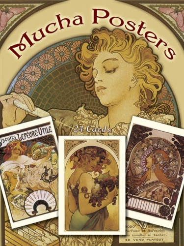 Mucha Poster Postcards in Full Color - 24 Ready-to-Mail Cards