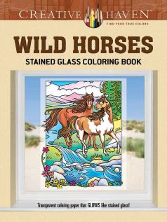 Creative Haven Wild Horses Stained Glass Coloring Book