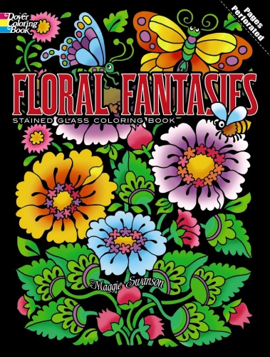 Floral Fantasies Stained Glass Coloring Book