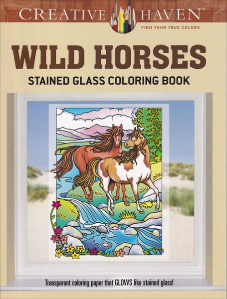 Creative Haven Wild Horses Stained Glass Coloring Book