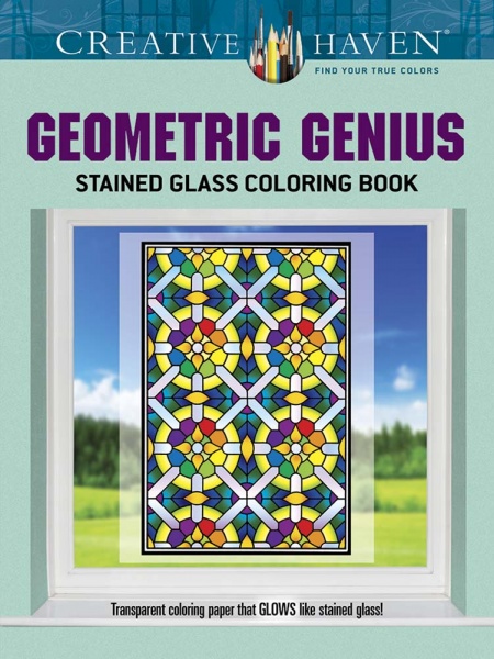 Creative Haven Geometric Genius Stained Glass Coloring Book