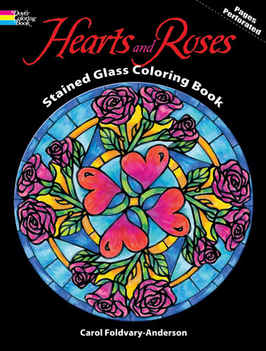 Hearts and Roses Stained Glass Coloring Book