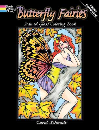 Butterfly Fairies Stained Glass Coloring Book