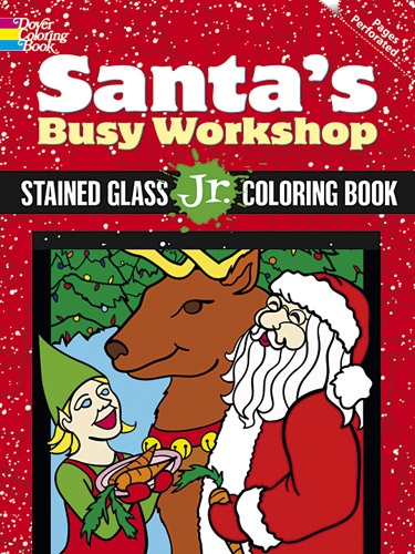 Santa's Busy Workshop Stained Glass Jr. Coloring Book