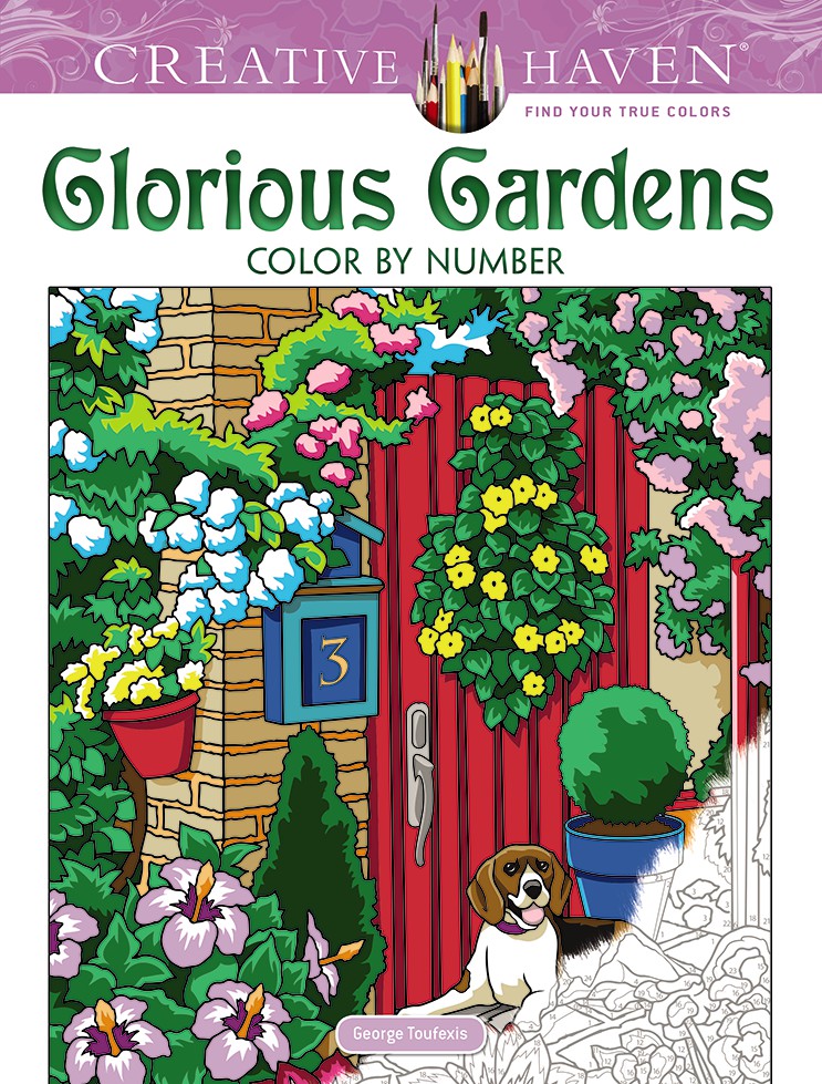 Creative Haven Glorious Gardens Color by Number Coloring Book - Dover Books