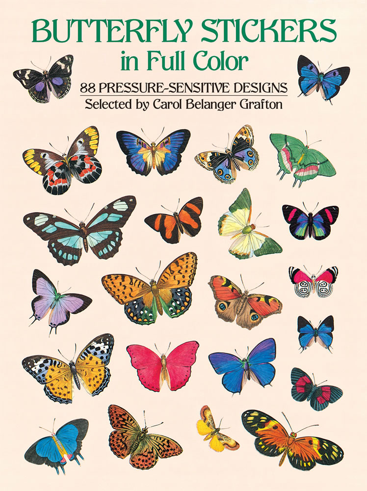 Butterfly Stickers in Full Color, Pressure-Sensitive Designs